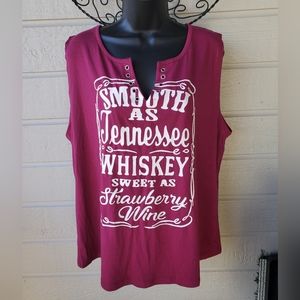 Sleeveless t-shirt with grommet v-neck magenta XXL